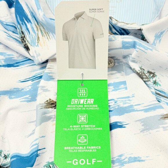 Chaps Golf Mens 4-Way Stretch Super Soft Printed Bright White Polo Shirt 2XL NWT - Picture 7 of 11